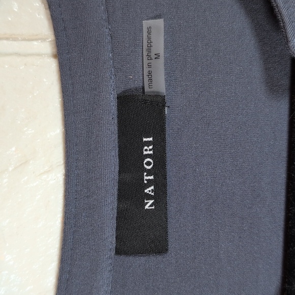 327-Nwot Natori Charcoal Lace Accent Long Sleeve Top - Picture 2 of 4